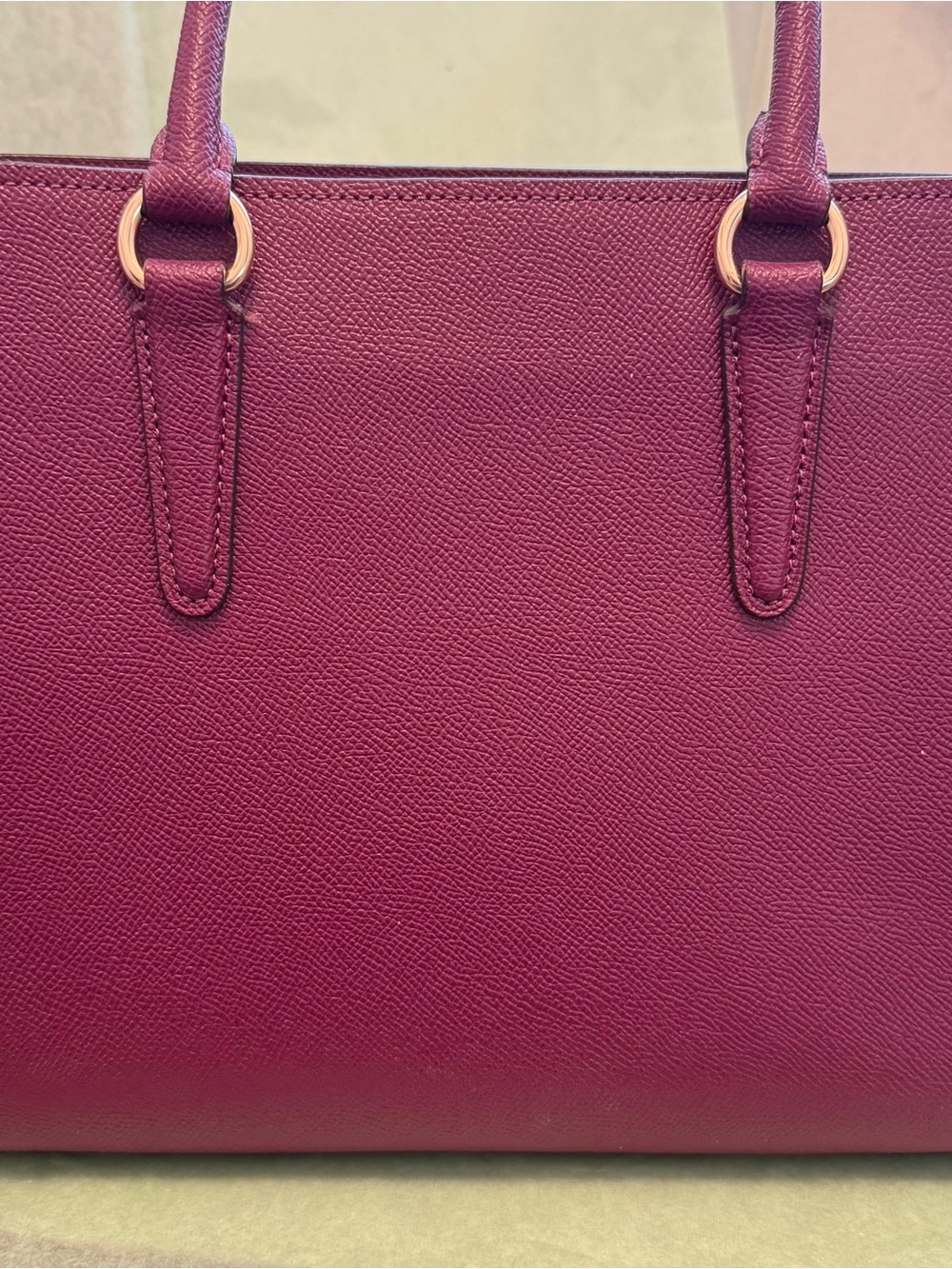COACH Women’s Structured Saffiano Leather Satchel - Berry (missing long handle) - Picture 4 of 7